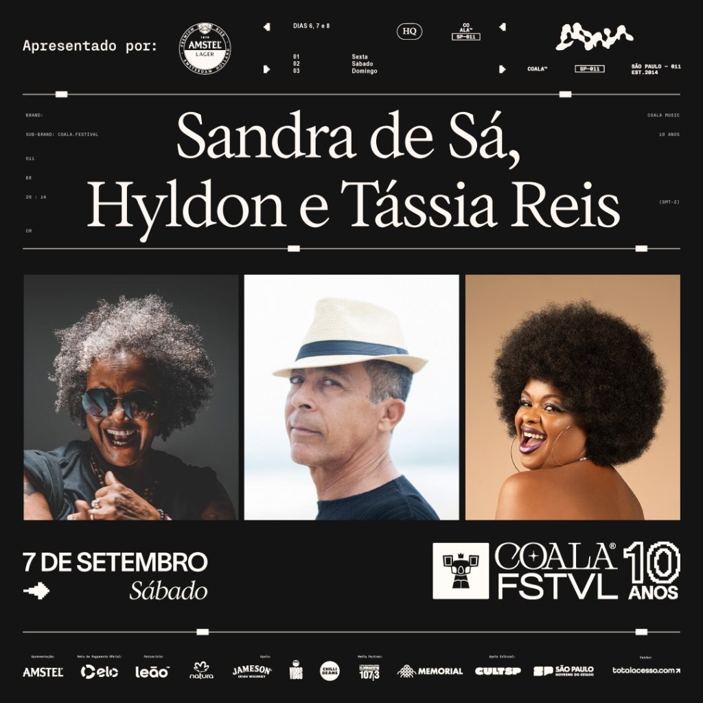 Hyldon, Sandra de Sá e Tássia Reis no Coala Festival, em São Paulo